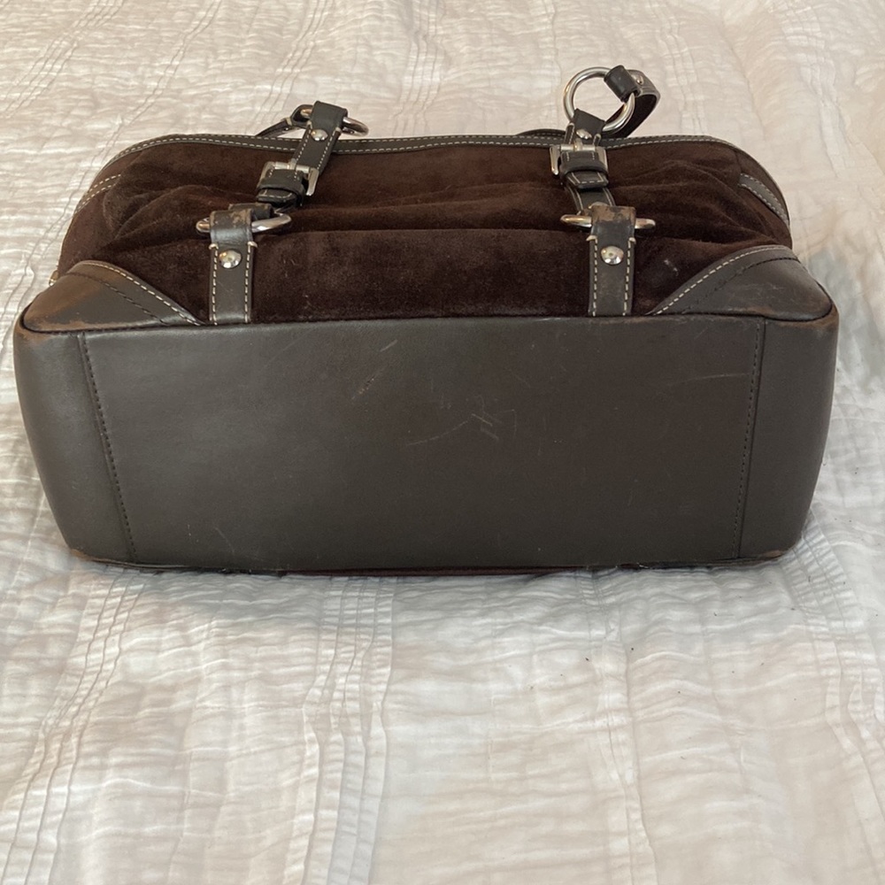 Coach Brown Suede and Leather Handbag/Tote - Picture 5 of 11